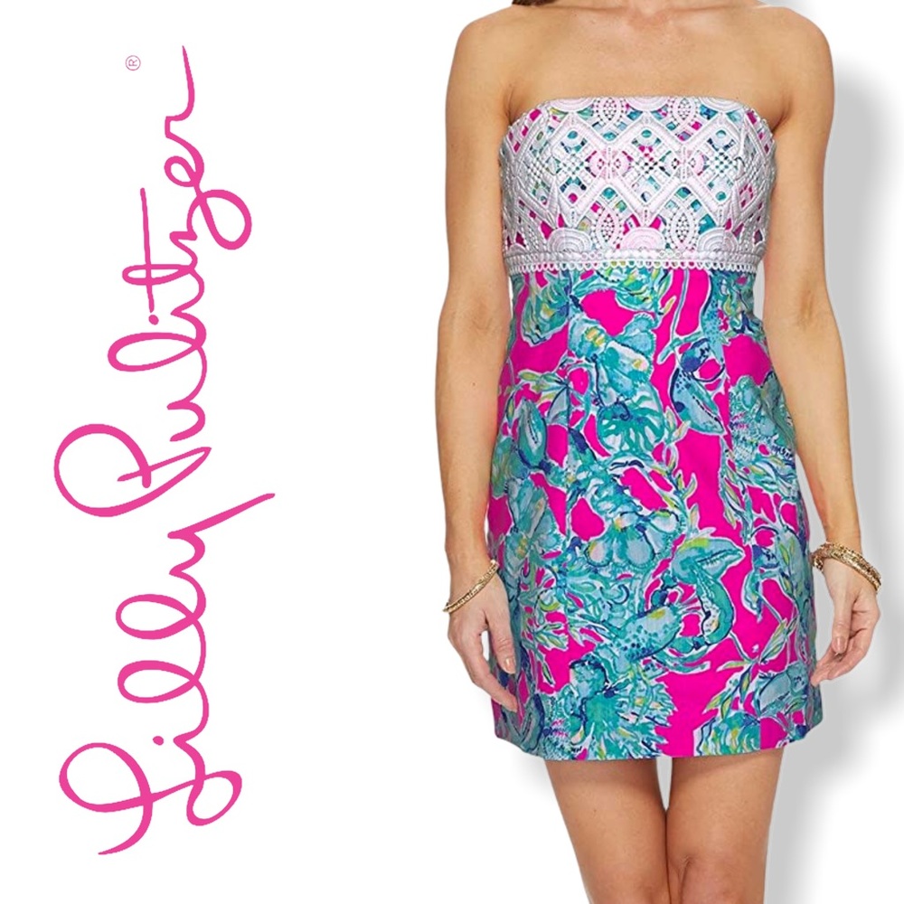 HTF Lilly Pulitzer Brynn Dress Lobsters In Love Raz Berry Size 8